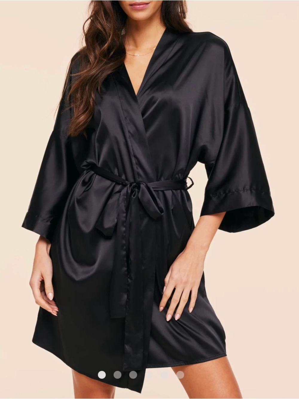 NWT Adore Me robe brand new black satin kimono robe self tie luxury beauty women